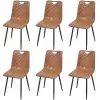 vidaXL Dining Chairs 6 pcs Light Brown Faux Leather