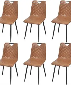 vidaXL Dining Chairs 6 pcs Light Brown Faux Leather