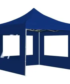 vidaXL Professional Folding Party Tent with Walls Aluminium 3×3 m Blue