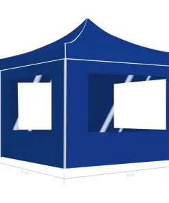 vidaXL Professional Folding Party Tent with Walls Aluminium 3×3 m Blue