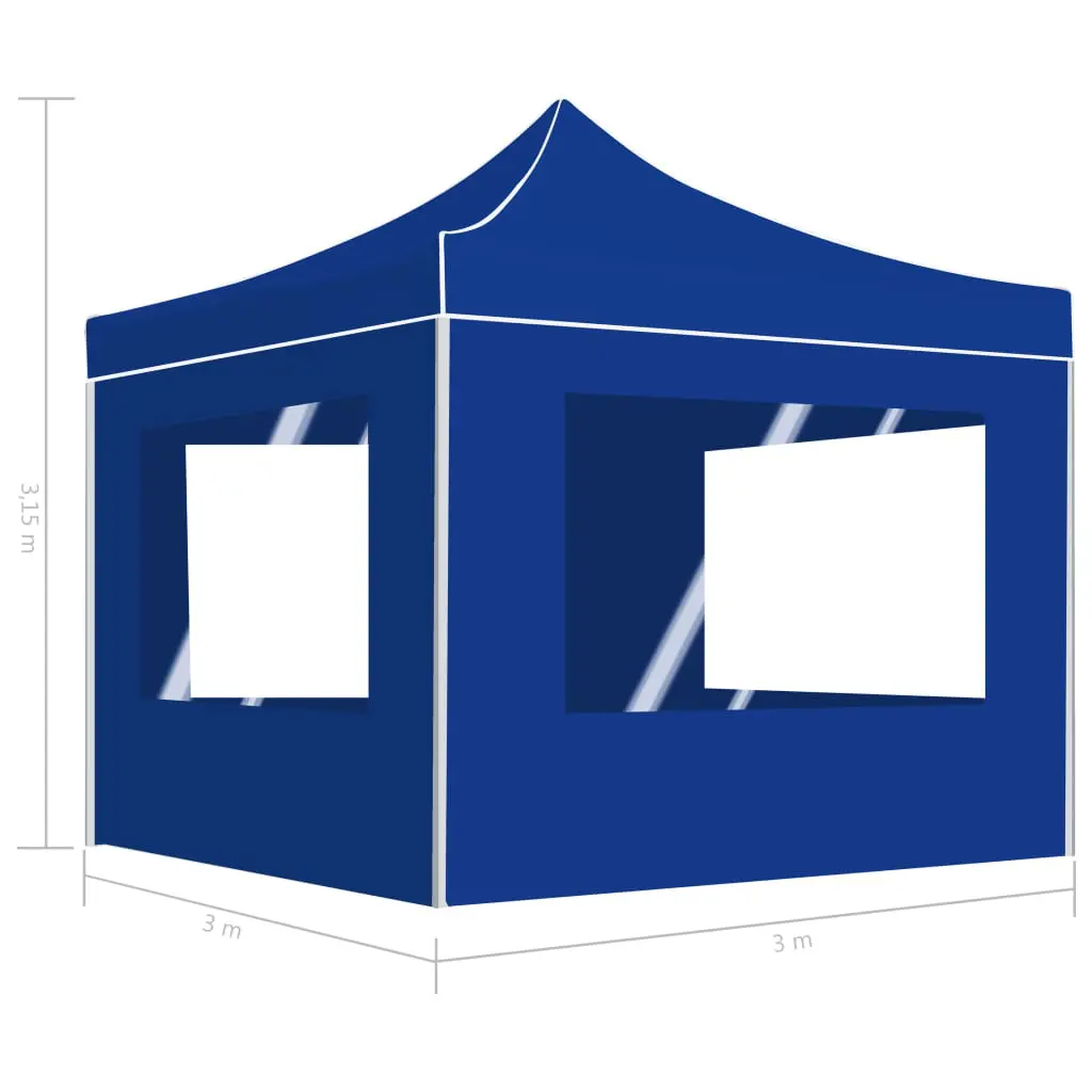 vidaXL Professional Folding Party Tent with Walls Aluminium 3×3 m Blue