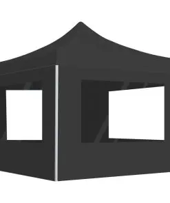 vidaXL Professional Folding Party Tent with Walls Aluminium 3×3 m Anthracite