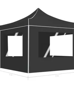 vidaXL Professional Folding Party Tent with Walls Aluminium 3×3 m Anthracite