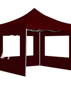 vidaXL Professional Folding Party Tent with Walls Aluminium 3×3 m Wine Red