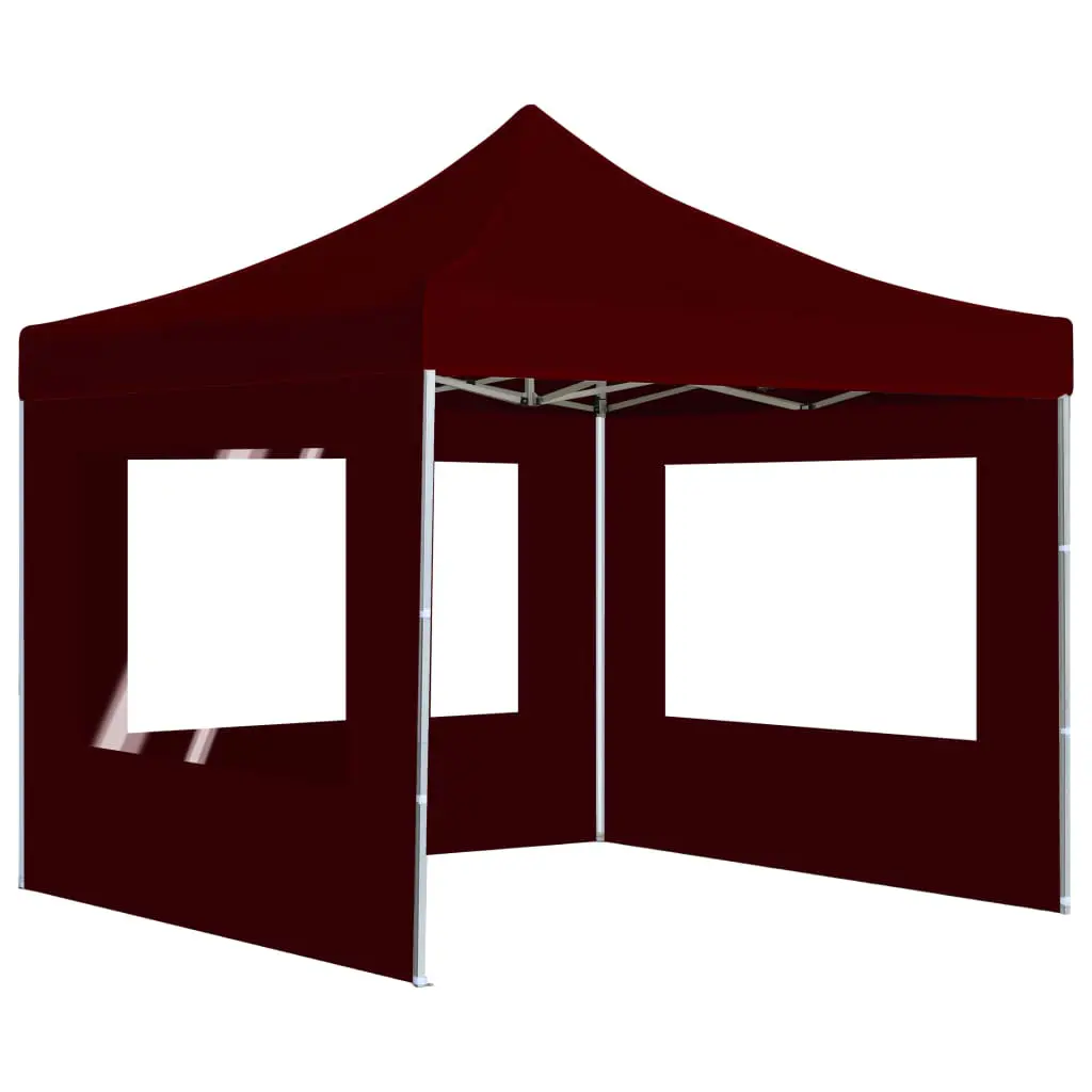 vidaXL Professional Folding Party Tent with Walls Aluminium 3×3 m Wine Red