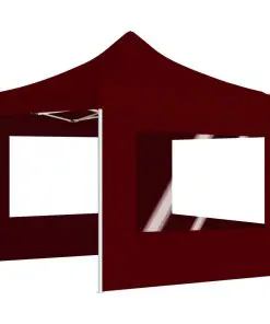 vidaXL Professional Folding Party Tent with Walls Aluminium 3×3 m Wine Red