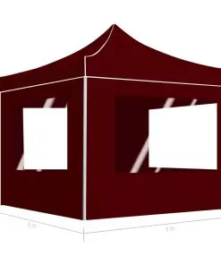 vidaXL Professional Folding Party Tent with Walls Aluminium 3×3 m Wine Red