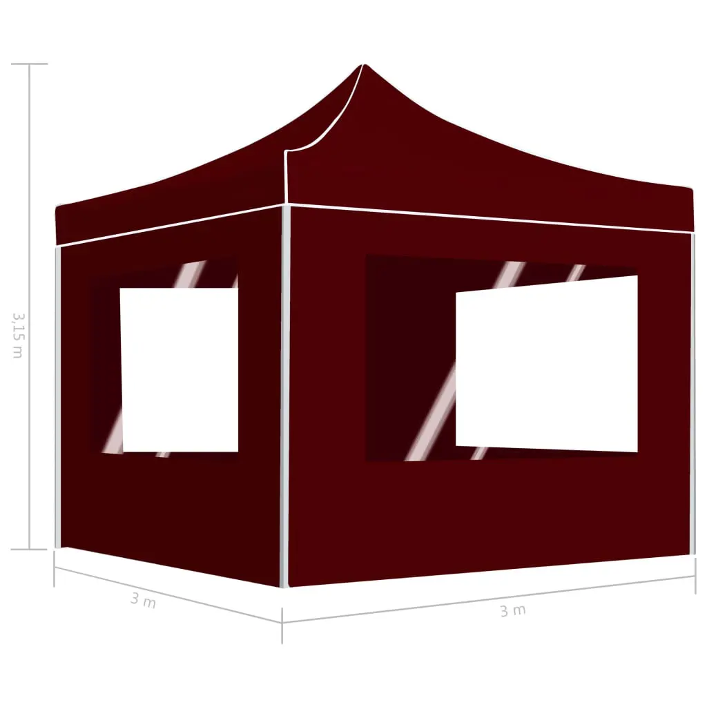 vidaXL Professional Folding Party Tent with Walls Aluminium 3×3 m Wine Red
