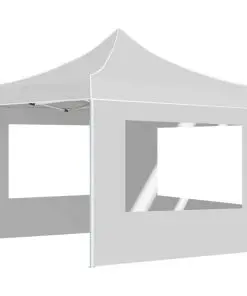 vidaXL Professional Folding Party Tent with Walls Aluminium 3×3 m White