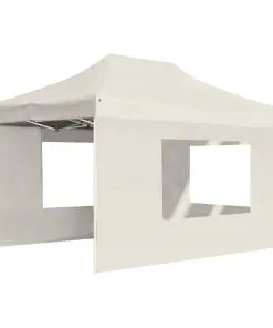 vidaXL Professional Folding Party Tent with Walls Aluminium 4.5×3 m Cream