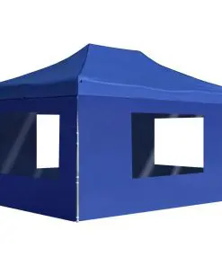vidaXL Professional Folding Party Tent with Walls Aluminium 4.5×3 m Blue