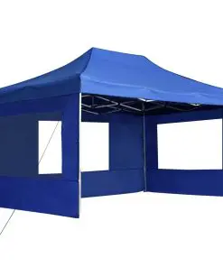 vidaXL Professional Folding Party Tent with Walls Aluminium 4.5×3 m Blue
