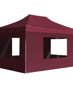 vidaXL Professional Folding Party Tent with Walls Aluminium 4.5×3 m Wine Red