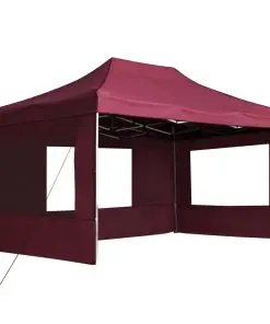 vidaXL Professional Folding Party Tent with Walls Aluminium 4.5×3 m Wine Red