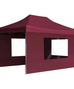 vidaXL Professional Folding Party Tent with Walls Aluminium 4.5×3 m Wine Red