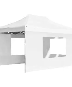 vidaXL Professional Folding Party Tent with Walls Aluminium 4.5×3 m White