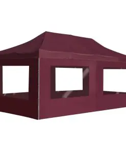 vidaXL Professional Folding Party Tent with Walls Aluminium 6×3 m Wine Red