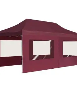 vidaXL Professional Folding Party Tent with Walls Aluminium 6×3 m Wine Red