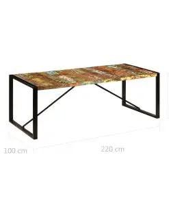 vidaXL Dining Table 220x100x75 cm Solid Reclaimed Wood