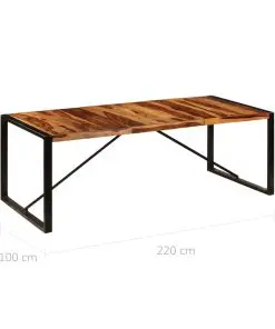 vidaXL Dining Table 220x100x75 cm Solid Sheesham Wood