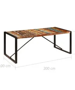 vidaXL Dining Table 200x100x75 cm Solid Reclaimed Wood