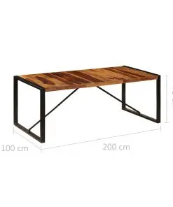 vidaXL Dining Table 200x100x75 cm Solid Sheesham Wood