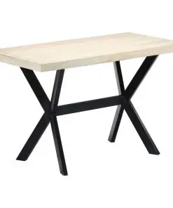 vidaXL Dining Table White 120x60x75 cm Solid Mango Wood