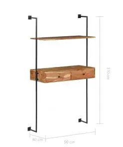 vidaXL Wall Desk 90x40x170 cm Solid Acacia Wood