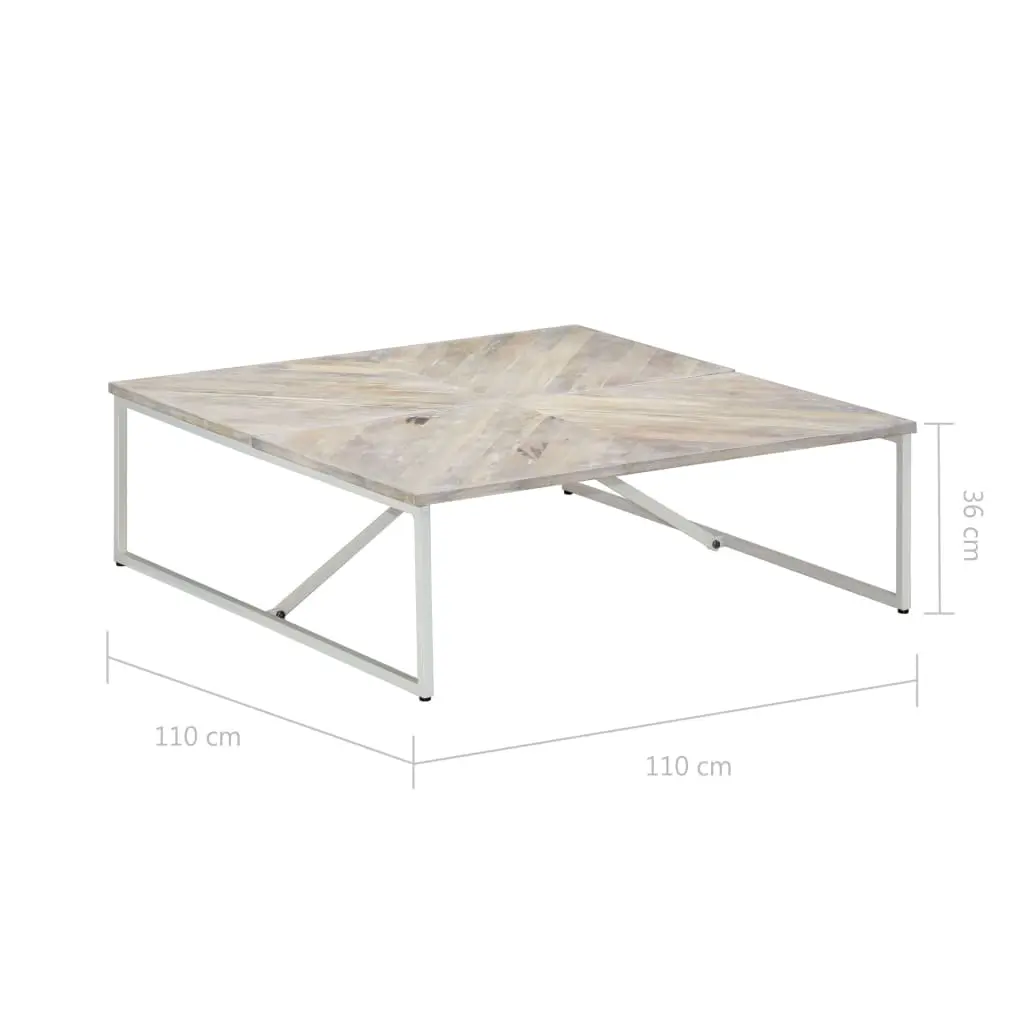 vidaXL Coffee Table 110x110x36 cm Solid Mango Wood