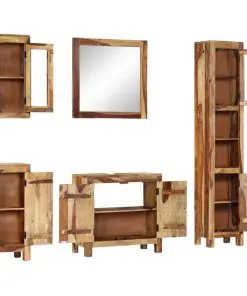 vidaXL 5 Piece Bathroom Set Solid Sheesham Wood