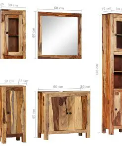 vidaXL 5 Piece Bathroom Set Solid Sheesham Wood