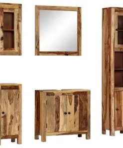 vidaXL 5 Piece Bathroom Set Solid Sheesham Wood