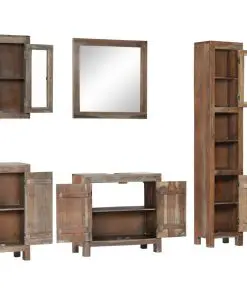 vidaXL 5 Piece Bathroom Set Solid Acacia Wood