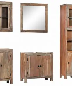 vidaXL 5 Piece Bathroom Set Solid Acacia Wood