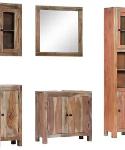 vidaXL 5 Piece Bathroom Set Solid Acacia Wood