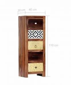 vidaXL Side Cabinet 40x30x110 cm Solid Sheesham Wood