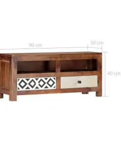 vidaXL TV Cabinet 90x30x40 cm Solid Sheesham Wood