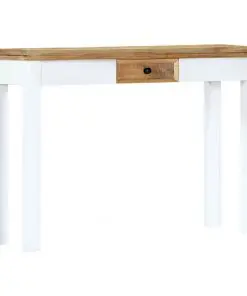vidaXL Console Table White and Brown 110x35x75 cm Solid Mango Wood