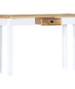 vidaXL Console Table White and Brown 110x35x75 cm Solid Mango Wood