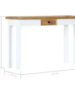 vidaXL Console Table White and Brown 110x35x75 cm Solid Mango Wood