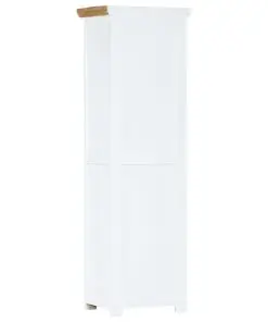 vidaXL Highboard White and Brown 40x30x128 cm Solid Rough Mango Wood