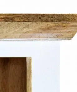 vidaXL Highboard White and Brown 40x30x128 cm Solid Rough Mango Wood