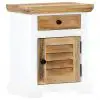 vidaXL Nightstand White and Brown 40x30x50 cm Solid Rough Mango Wood