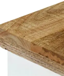 vidaXL Nightstand White and Brown 40x30x50 cm Solid Rough Mango Wood