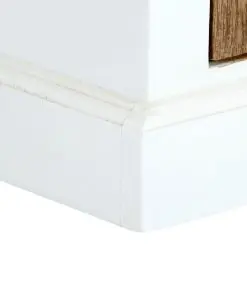 vidaXL Nightstand White and Brown 40x30x50 cm Solid Rough Mango Wood