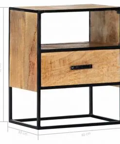 vidaXL Nightstand 40x30x50 cm Solid Mango Wood