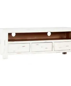 vidaXL TV Cabinet White 120x30x40 cm Solid Acacia Wood