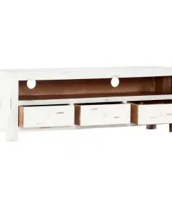 vidaXL TV Cabinet White 120x30x40 cm Solid Acacia Wood