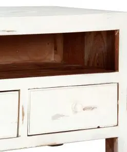 vidaXL TV Cabinet White 120x30x40 cm Solid Acacia Wood