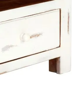 vidaXL TV Cabinet White 120x30x40 cm Solid Acacia Wood